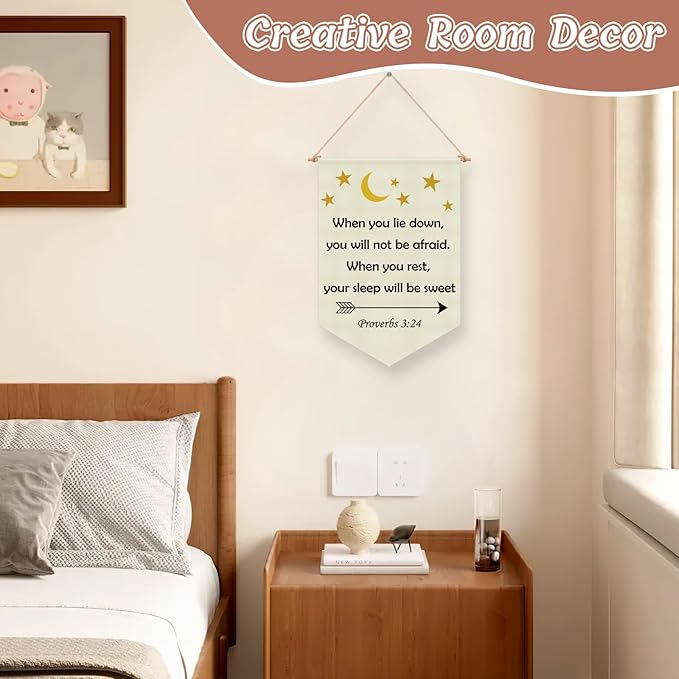 Christian Wall Banner Kids Religious Bible Verse Hanging Pennant Flag Banner motivational Inspirational Christian Wall Decor for Kids Room Nursery Playroom Baby Room Christmas Birthday Gifts