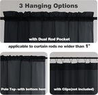 Chyhomenyc Black Sheer Window Curtain Panels 63 Inches Length, 2 Pieces, Voile Top Dual Rod Pockets Light Filtering Airy Trendy Drapes Window Treatment for Living Room/Bedroom, 42Wx63L