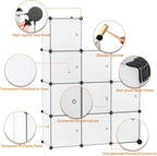 C&AHOME Cube Storage Organizer with Doors, 9-Cube Shelves, Closet Cabinet, DIY Plastic Modular Bookshelf Ideal for Bedroom, Living Room, 36.6”L x 12.4”W x 36.6”H White USBTM3009B-DOOR
