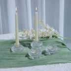 VOHO Vintage Candlestick Holders Set of 6, Dual Sided Candle Sticks Holder Decor for Taper Candles/Tea Lights Candles, Ribbed Candle Holder for Dining Table Centerpiece, Wedding/Christmas Decor(Clear)