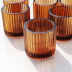 VOHO Amber Candle Holder Set of 12, Glass Votive Candle Holders Centerpiece Table Decorations, Large Candle Holders Bulk for Holiday/Party(2.75in x 2.56in, Amber)