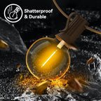 100ft 2-Pack Outdoor String Lights,Dimmable G40 LED String Lights with 52 Shatterproof Clear Bulbs UL Approval Waterproof Globe 1W 2700K Outdoor Lighting for Backyard Porch Cafe Party Wedding Garden