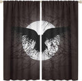Cool Raven Print Curtains - Vintage Nordic Viking Theme Dead Tree Crow Full Moon Thermal Insulated Blackout Curtains - Rod Pocket Window Treatment Drapes for Bedroom 2 Panels 84L x 42W