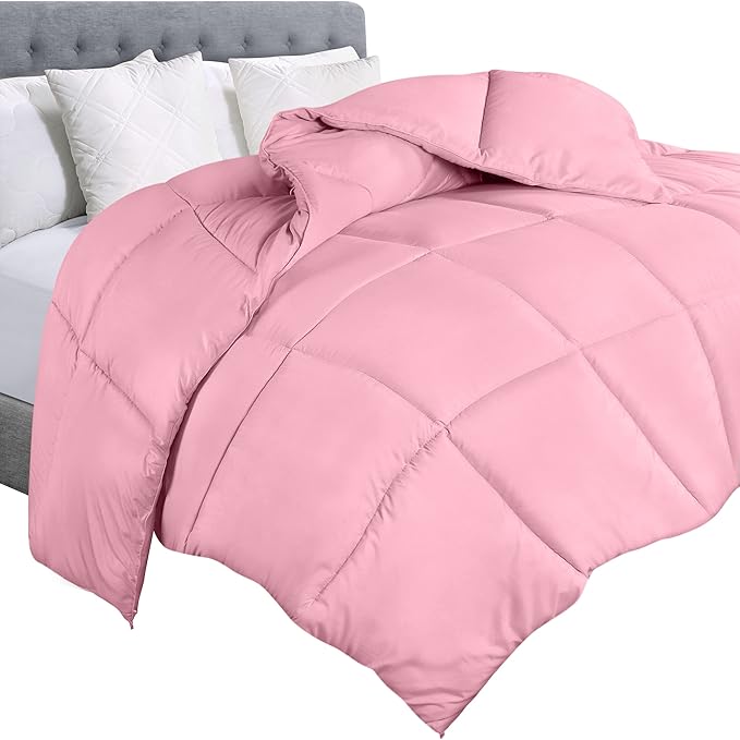 Utopia Bedding Comforter Duvet Insert, Quilted Comforter with Corner Tabs, Box Stitched Down Alternative Comforters King Size (Pink)