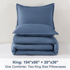 Litanika Haze Blue Comforter King Size, 3 Pieces Lightweight Solid Bedding Comforter Set, All Season Fluffy Bed Set (104x90In Comforter & 2 Pillowcases)