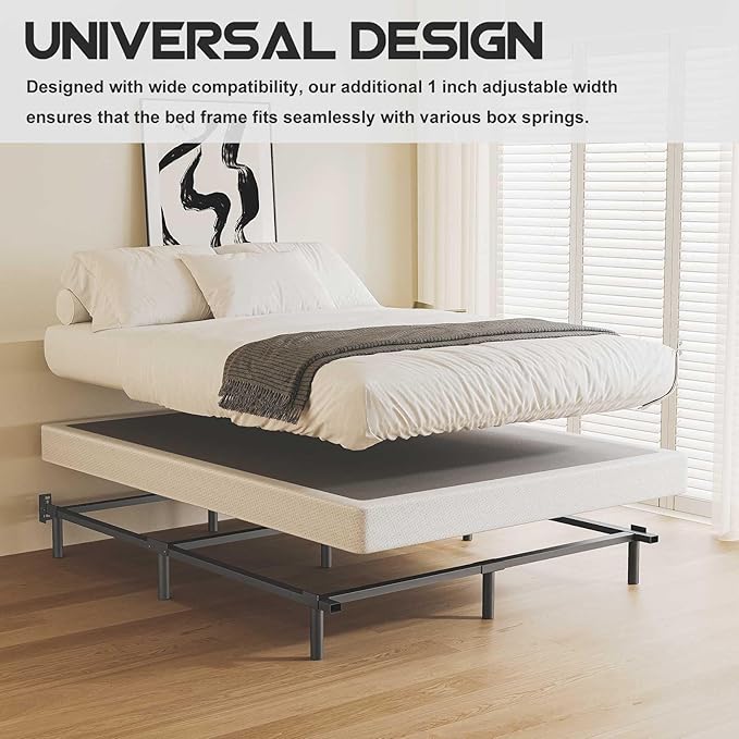 California King Size Bed Frame, 7 Inch Metal Basics Bed Frame,Low Profile Base for Box Spring, 9-Leg Support, Noise-Free, Easy Assembly, Black