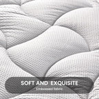 SLEEP ZONE Cooling Queen Mattress Topper for Single Bed, Premium Zoned Quilted Mattress Pad, Fitted Mattress Protector Cover, Machine Wash Durable, Deep Pocket 8-21 inch (Silver Grey, Queen)