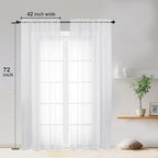 OWENIE White Sheer Curtains 72 Inches Long 2 Panels, Transparent Voile Sheer White Curtains Double Rod Pocket Gauze Drapes for Living Room Bedroom Window Sliding Glass Door Treatment, 42 x 72 Inch