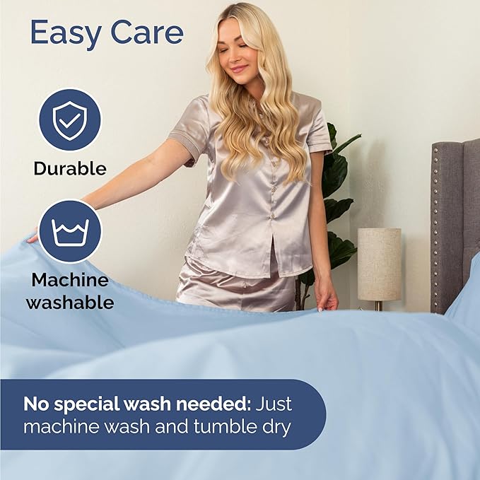 Twin 4 Piece Sheet Set - Comfy Breathable & Cooling - Ultra Soft Hotel Luxury Bedding Set w/ 8-16 Inch Deep Pockets - 1 Flat & 1 Fitted Sheet & 2 Pillowcases - Wrinkle Free and Easy Care - Sky Blue