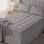 OLANLY Twin Quilted Fitted Mattress Pad – Soft Down Alternative Pillow Top Mattress Topper, Cooling Comfort Breathable Mattress Cover, Machine Washable Deep Pocket Mattress Protector, Light Grey
