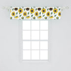 Ambesonne Sunflower Window Valance, Agricultural Pattern Botanical Inspiration Hand-Drawn Flowers, Curtain Valance for Kitchen Bedroom Decor with Rod Pocket, 54" X 12", Reseda Green Dark Brown
