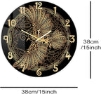 15 Inch Scandinavian Tattoo Odin's Celtic Raven Wall Clock, Norse Viking Man Cave Wall Clock Runic Symbols Crow Vintage Decorative Silent Non Ticking Battery Wall Watch Clock for Living Room