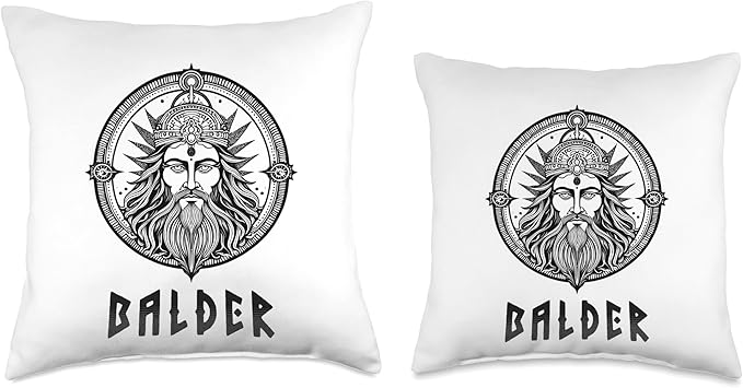 Nordic Vikings Legends Old Norse Mythology Gods Nordic Scandinavian Legends Old Norse Mythology Gods Balder Throw Pillow, 16x16, Multicolor