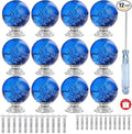 12 Pcs 30mm Round Shape Bubble Crystal Glass Cabinet Knobs with Screws Drawer Knob Pull Handle Used for Kitchen, Dresser, Door, Cupboard (Dark Blue)