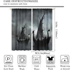 Viking Ship Blackout Curtains,Gloomy Misty Lake Landscape Fantasy Black White Color Sailing Dragon Boat Window Drapes for Boys Girls Bedroom Living Room,Norse Decor 63x63in