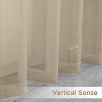Chyhomenyc Taupe Sheer Curtains 96 inches Long 2 Panels, Light Filtering Soft Airy Solid Elegant Voile Window Treatment Drapes for Bedroom Living Room Wedding Party Decor, 42 Wx96 L, 8FT L