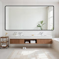 Suidia Bathroom Mirror, 72" x 36" Wall Mirror Metal Framed, Bathroom Vanity Mirror for Living Room Bedroom Bathroom Entryway, Black, Rounded Corner Style