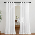 NICETOWN Sheer Curtains 90 inch Long for Living Room, Grommet Voile Sheer Lightweight Airy & Light Filtering Window Drapes for Bedroom/Nursery, Ivory, 2 Pieces, W54 x L90