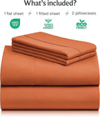 LuxClub 4 PC King Sheet Set, Deep Pockets Wrinkle Free Cooling Bed Sheets Hotel Bedding for Women, Men, Kids & Teens, Includes 1 Fitted Sheet, 1 Flat Sheet and 2 Pillowcases - Autumn Orange
