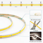COB LED Strip Light with Remote, Dimmable 16.4FT/5M Flexible High Density LED Light,4000K Natural White 2400LEDs Super Bright LED Light Strip CRI 90+ for Bedroom,Kitchen,DIY Home Decoration
