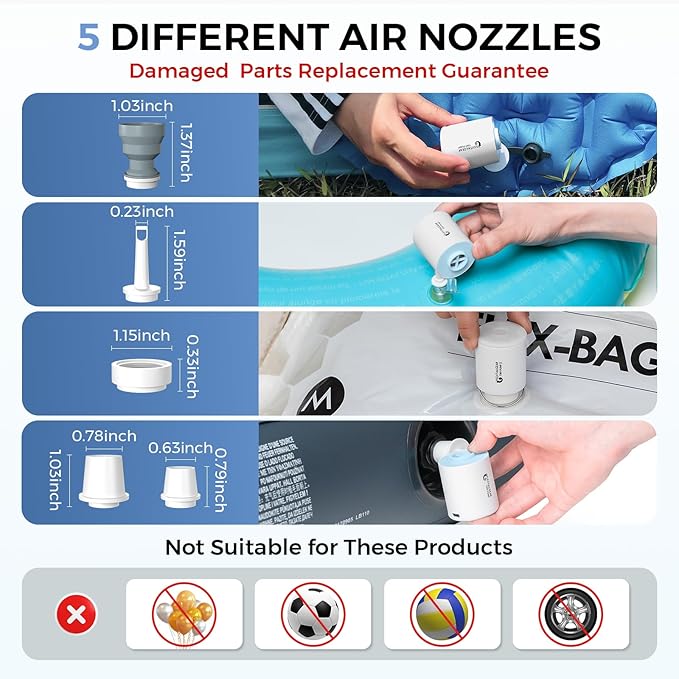FLEXTAILGEAR Portable Air Pump for Inflatables,Classic Tiny Air Pump, 2.82 oz Ultra-Mini Pump with 1300mAh Rechargeable Battery to Inflate Deflate Pool Floats Air Mattress Vacuum Storage Bags