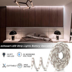 echosari Strip Lights Battery Operated, 16.5Ft 150 LED 2835 SMD Closet Strip Lights with Remote for Bedroom, Kitchen, Cabinet Décor (Cool White)