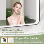 20x28 Inch LED Bathroom Mirror with Lights, Black Metal Framed LED Mirror for Bathroom, 3 Colors and Stepless Dimmable Wall Mounted Lighted Bathroom Vanity Mirror, Anti-Fog, Memory