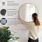 Gold Round Mirror, Circle Mirror 26 inch, Gold Circle Mirrors Metal Frame, Round Mirrors for Wall, Living Room, Bathroom, Entryway, Rustic.