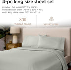Threadmill Luxury 800 Thread Count King 100% Cotton Sheets - Light Grey Sateen Weave Bed-Sheets, Better Than Egyptian Cotton, 4 Pc Solid Soft Bed Set, Fits 16" Deep Pocket