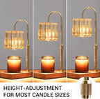 Candle Warmer Lamp with Timer, Dimmable Electric Candle Wamer Adjustable Height, Glass Modern Candle Melter Lamp, Amber, Gifts for Women Mom
