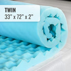 DMI 2-Inch Foam Mattress Topper, Egg Crate Foam Pad for Support, Air Circulation, Pressure Relief & Weight Distribution, Twin Size 33 x 72, Blue