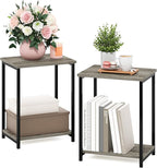 Furinno Simplistic Metal Frame End Table, 2-Pack, French Oak