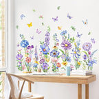 Tanlaby Wildflower Wall Decals Daisy Grass Butterflies Flower Wall Stickers Floral Botanical Wall Art Decor for Baby Nursery Girl Bedroom Living Room Sofa
