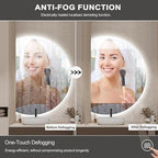 LED Bathroom Mirror with Lights, 44×31Inch Anti-Fog Backlit Vanity Mirror-Half Circle Mirrors with 3-Color, Dimmable Brightness, Shatter-Proof Decor Vanity Mirror