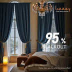 Lazzzy Velvet Blackout Curtains Thermal Insulated Room Window Drapes Super Soft Luxury Curtains for Living Room Bedroom Rod Pocket 2 Panels, Dark Slate, 62" W x 90" L