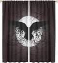 Cool Raven Print Curtains for Bedroom - Vintage Nordic Viking Theme Dead Tree Crow Full Moon Window Drapes,Energy Saving Thermal Insulated Rod Pocket Bedroom Blackout Curtains 2 Panels 63L x 27.5W