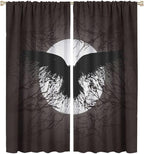 Cool Raven Print Curtains for Bedroom - Vintage Nordic Viking Theme Dead Tree Crow Full Moon Window Drapes,Energy Saving Thermal Insulated Rod Pocket Bedroom Blackout Curtains 2 Panels 63L x 27.5W
