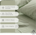 Linen Home 100% Cotton Percale Sheets Queen Size, Sage, Deep Pocket, 4 Pieces Set - 1 Flat, 1 Deep Pocket Fitted Sheet and 2 Pillowcases, Crisp Cool and Strong Bed Linen