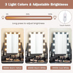 CHARMAID Vanity Desk with Mirror and Lights, Makeup Vanity Table with 5 Storage Drawers, 3 Color Lighting Modes, Adjustable Brightness, Modern Bedroom Dressing Table with Vanity Stool, Black