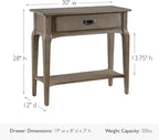 Leick Home Stratus Condo/Apartment Stand Hall Table, Smoke Gray