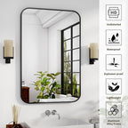 HARRITPURE Rectangular Bathroom Mirror 38''x26'' Black Bathroom Wall Mirror Aluminum Frame Wall-Mounted Mirrors for Entryway Bedroom Living Room