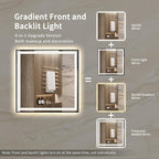 LED Mirror for Bathroom, 36x36 Inch Black Framed Gradient Front and Backlit LED Vanity Mirror, 3 Colors Dimmable CRI>90, IP54 Enhanced Anti-Fog Wall Mounted Lighted Bathroom Mirror