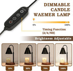 Candle Warmer Lamp with Timer Dimmable, Christmas Birthday Gifts for Women Mom, Vintage Candle Lamp, Black Candle Warmer for Jar Scented Candles, Home Decor, Wax Melt Warmer with 2 Bulbs
