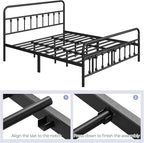Yaheetech Classic Metal Platform Bed Frame Mattress Foundation with Victorian Style Iron-Art Headboard/Footboard/Under Bed Storage/No Box Spring Needed/King Size Black
