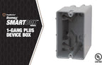 Southwire Device Box, 1 Gang, 22.5/Cu | Depth Adjustable | Heavy Duty 42lb | Gray | Pack of 2