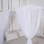 Akiky Princess Canopy Bed Curtains Set with Star Light Sheer Curtain for King Size Bed,8 Panels Canopies (King, White)