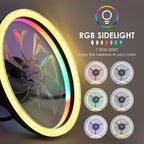 Ceiling Fans with Lights - Modern Flush Mount Ceiling Fan,16" RGB Dimmable LED Enclosed Ceiling Fans,Low Profile Bladeless LED-RGB Ambient Light for Bedroom Kids Room Party（Black）