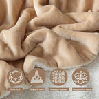 NANPIPER Bed Blanket Reversible Sherpa Flannel Blanket Super Soft Fuzzy Plush Fleece Microfiber (90"x90" Beige) Queen