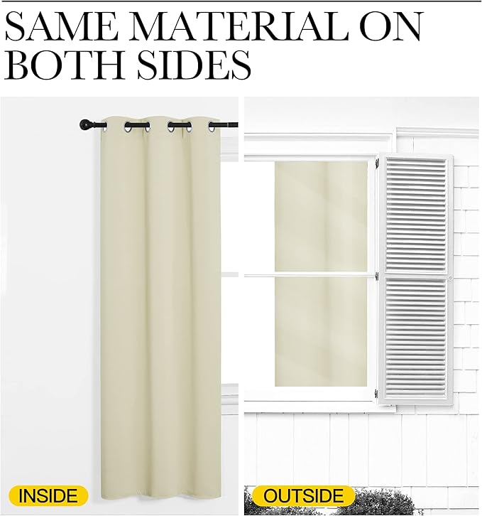 NICETOWN Door Curtain for Doorway Privacy, Curtains 84 Inch Length, Room Divider Cover, Blackout Temporary Insulated Closet Curtain for Bedroom Closet (1 Panel, 7ft Tall x 5ft Wide, Beige)