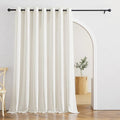 RYB HOME Sheer Door Curtains - Privacy Linen Textured Semi Sheer Curtains Grommet Light Filtering Window Covering for Living Room Bedroom Canopy Bed, W 100 x L 95 inch, 1 Pc, Linen